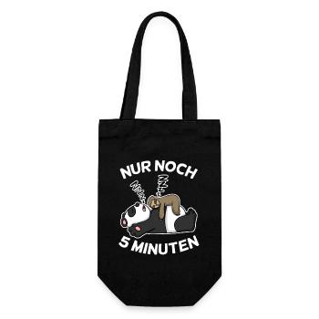 Nur noch 5 Minuten Faultier Panda schlafen Schlaf - Geschenkbeutel für Flaschen - Schwarz - Vorne