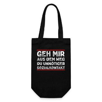 Geh mir aus dem Weg du unnötiger Sozialkontakt - Geschenkbeutel für Flaschen - Schwarz - Vorne