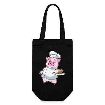 Schwein Bäcker Kuchen Backen - Geschenkbeutel für Flaschen - Schwarz - Vorne