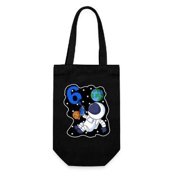 6e anniversaire astronaute cadeau garçon 6 ans - Sac à bouteille - noir - Devant