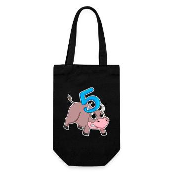 Taureau taureau d'anniversaire pour enfants de 5 ans - Sac à bouteille - noir - Devant