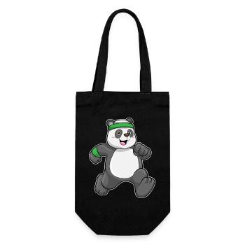 Panda Jogger Joggen Sport - Geschenkbeutel für Flaschen - Schwarz - Vorne