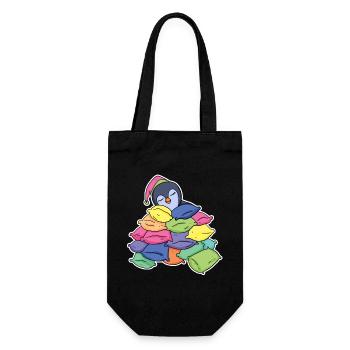 Schlafender Pinguin - Geschenkbeutel für Flaschen - Schwarz - Vorne