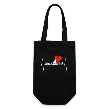 Dresden Skyline Herzschlag Dresdner Herz Liebe Fan - Geschenkbeutel für Flaschen - Schwarz - Vorne