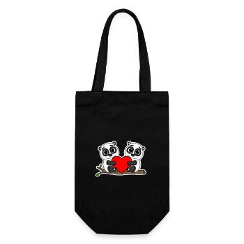 Panda relation romantique coeur couple - Sac à bouteille - noir - Devant