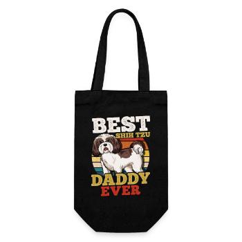 Shih Tzu Hundevater Retro - Geschenkbeutel für Flaschen - Schwarz - Vorne