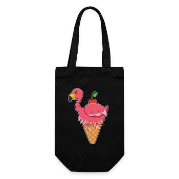 Flamingo Waffeleis - Geschenkbeutel für Flaschen - Schwarz - Vorne