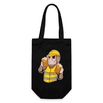 Cadeau drôle de bière de singe de chantier de construction - Sac à bouteille - noir - Devant