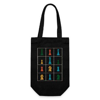 Chess Chessboard Chess Pieces - Gift Bag for Bottles - black - Front