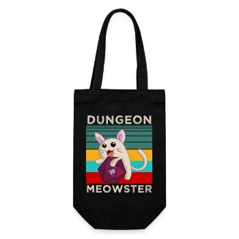 Dungeon Meowster Shirt – lustiges Katzen-RPG-T-Shirt - Geschenkbeutel für Flaschen - Schwarz - Vorne