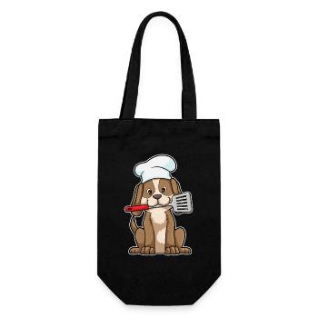 Hund Koch Pfannenwender Kochen - Geschenkbeutel für Flaschen - Schwarz - Vorne