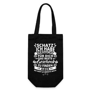 Schatz Schatzi beste Geschenk mich Paare Spruch - Geschenkbeutel für Flaschen - Schwarz - Vorne
