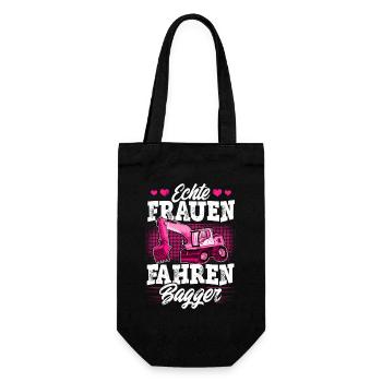 Baggerfahrerin - Geschenkbeutel für Flaschen - Schwarz - Vorne