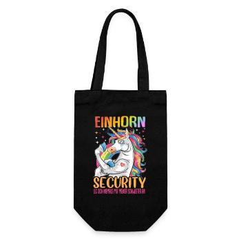 Einhorn Security Schwester - Geschenkbeutel für Flaschen - Schwarz - Vorne