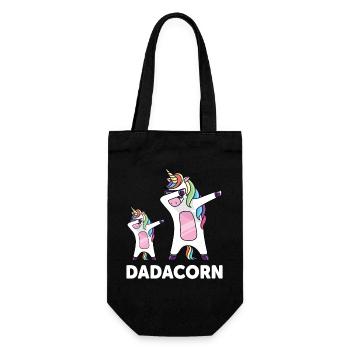 Papa Einhorn Dadacorn - Geschenkbeutel für Flaschen - Schwarz - Vorne