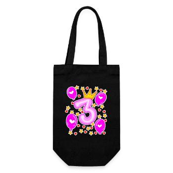 3ème anniversaire filles ballons de couronne étoiles - Sac à bouteille - noir - Devant