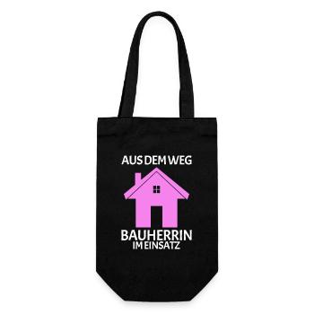Bauherrin Baumeister Hausbau Partnerlook 2 - Geschenkbeutel für Flaschen - Schwarz - Vorne