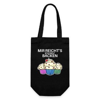 Mir reichts ich geh Backen Lustig Bäcker Geschenk - Geschenkbeutel für Flaschen - Schwarz - Vorne