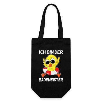 Bademeister Ente Rettungsschwimmer lustig - Geschenkbeutel für Flaschen - Schwarz - Vorne
