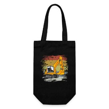 Excavator Construction Site Retro - Gift Bag for Bottles - black - Front