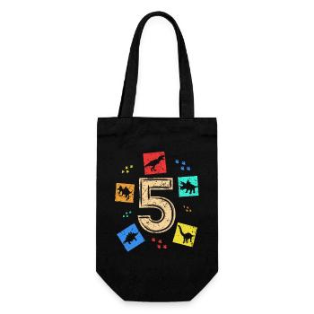 5 Jahre Jungen Mädchen Dinosaurier 5. Geburtstag - Geschenkbeutel für Flaschen - Schwarz - Vorne