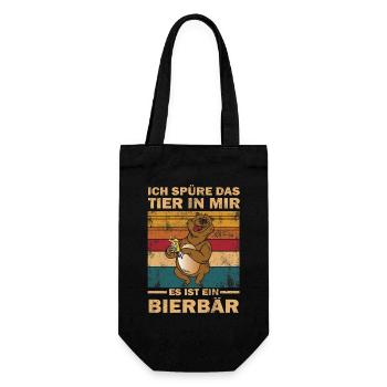 Männertag Vatertag Herrentag - Vater Bier das Tier - Geschenkbeutel für Flaschen - Schwarz - Vorne