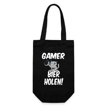 Go Get A Beer In German Gaming Gamer - Gift Bag for Bottles - black - Front