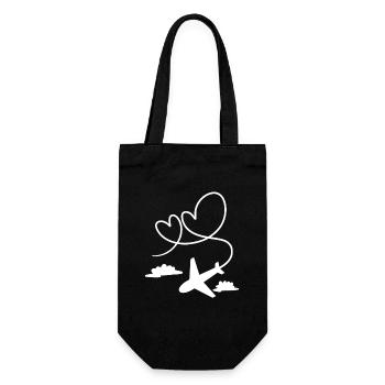 Airplane aviator with heart - Gift Bag for Bottles - black - Front