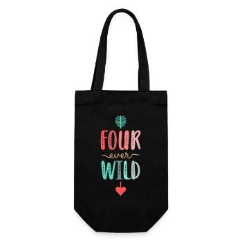 Four Ever Wild 4th Birthday Gift Girl - Gift Bag for Bottles - black - Front