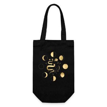 Silhouette dorée de la lune - Sac à bouteille - noir - Devant