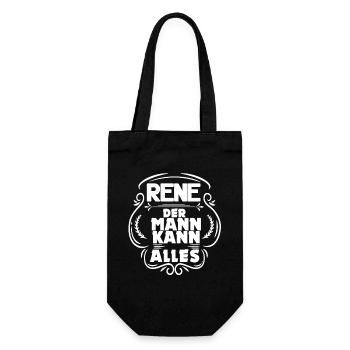 Rene der Mann kann alles Name Geschenk Spruch - Geschenkbeutel für Flaschen - Schwarz - Vorne