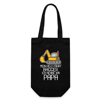 Bagger Bauarbeiter Papa - Geschenkbeutel für Flaschen - Schwarz - Vorne