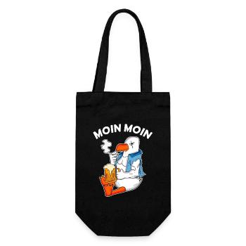 Gefährliche Möwe Moin Moin - Geschenkbeutel für Flaschen - Schwarz - Vorne