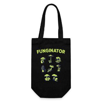 Funginator Pilzarten Pilzesammler Pilz Pilzsammler - Geschenkbeutel für Flaschen - Schwarz - Vorne
