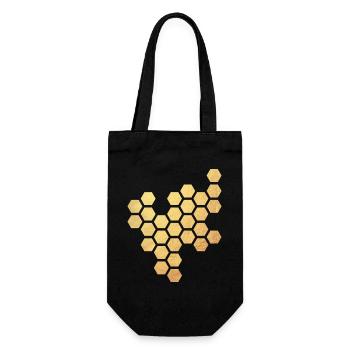 Honeycomb Gold Honey Pattern Hexagon Bee Beekeeper - Gift Bag for Bottles - black - Front