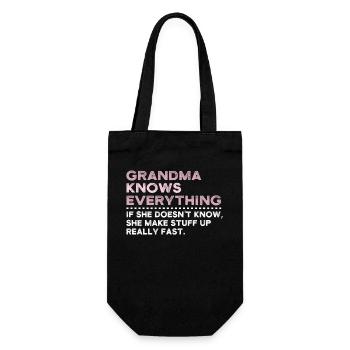 Grandma Knows Everything - Geschenkbeutel für Flaschen - Schwarz - Vorne