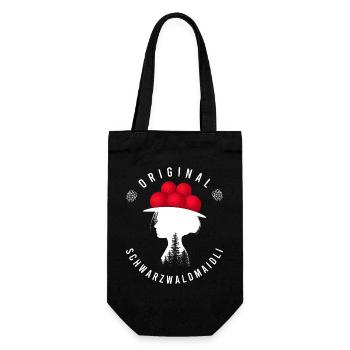 Original Schwarzwaldmädel Bollenhut Schwarzwald - Geschenkbeutel für Flaschen - Schwarz - Vorne