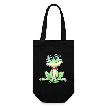 Frosch Nerd Buch Brille - Geschenkbeutel für Flaschen - Schwarz - Vorne