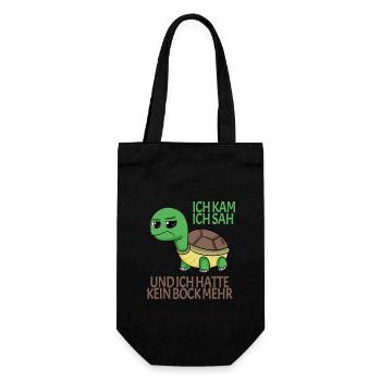 Schildkröte Kein Bock lustiger Spruch - Geschenkbeutel für Flaschen - Schwarz - Vorne