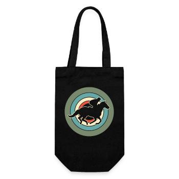 Pferd Reiter Reitsport Retro - Geschenkbeutel für Flaschen - Schwarz - Vorne
