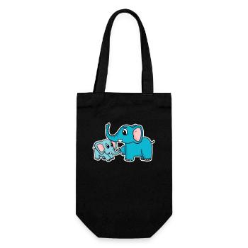 Éléphant avec enfant - Éléphant avec bébé - Sac à bouteille - noir - Devant