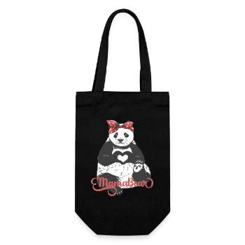 "MamaBear" Panda with Red Bandana and Hand Heart - Gift Bag for Bottles - black - Front