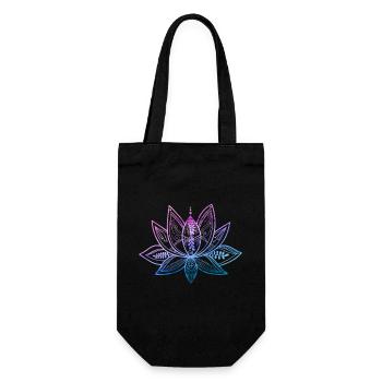 Lotusblume Meditation Yoga Gradient pink blau - Geschenkbeutel für Flaschen - Schwarz - Vorne