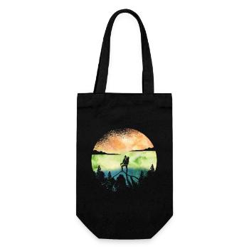 Wanderlust Hiker – Aquarell Adventure - Geschenkbeutel für Flaschen - Schwarz - Vorne