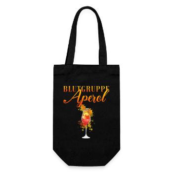 JGA Blutgruppe Aperolspritz Cocktail - Geschenkbeutel für Flaschen - Schwarz - Vorne