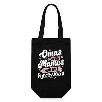 Omas Sind Wie Mamas Nur Mit Puderzucker - Geschenkbeutel für Flaschen - Schwarz - Vorne