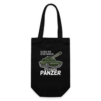 Panzer Militär Geschenk - Geschenkbeutel für Flaschen - Schwarz - Vorne