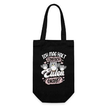 Ich Mag Halt Einfach Eulen Okay? - Geschenkbeutel für Flaschen - Schwarz - Vorne