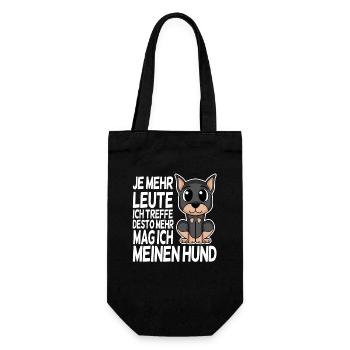 Doberman Pinscher - Ich mag keine Menschen - Geschenkbeutel für Flaschen - Schwarz - Vorne