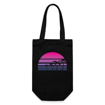 Palm Tree Tropical Summer Retro - Gift Bag for Bottles - black - Front